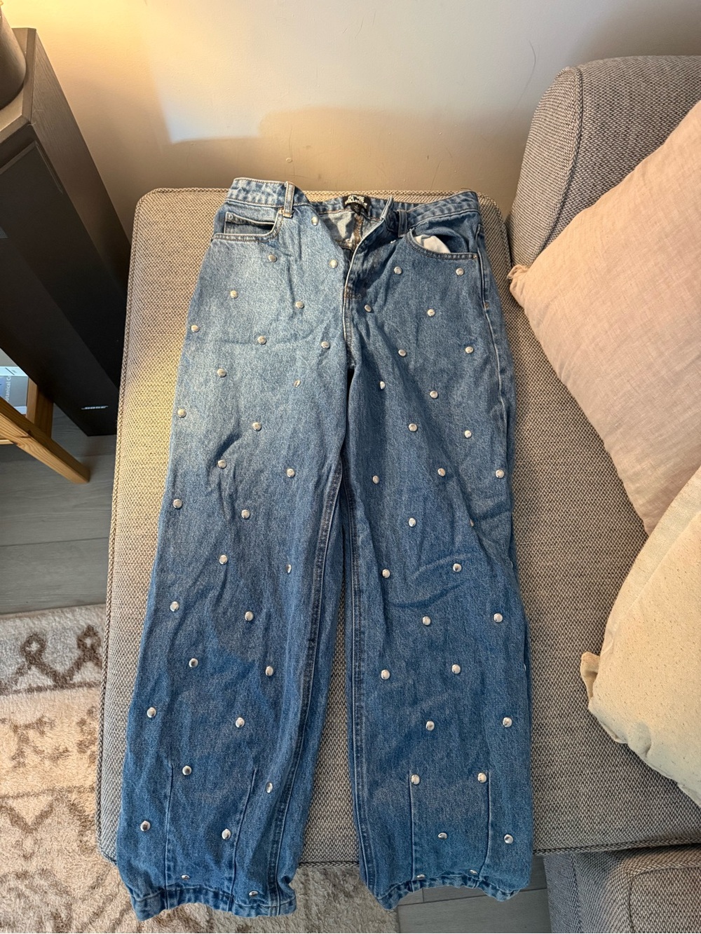 Blue Embellished Women's Jeans
